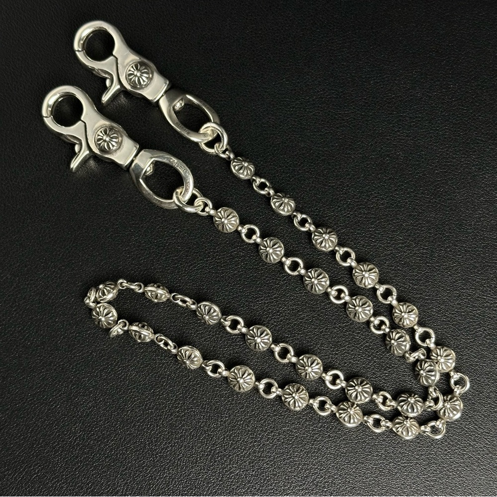 CHROME HEARTS 925 SILVER CROSS BALL WALLET CHAIN